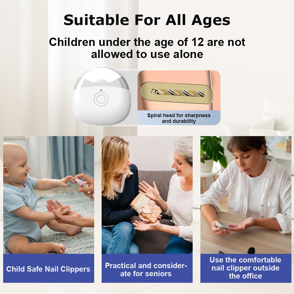 Maycreate utomatic Electric Nail Clipper with LED Light & 2 Speeds with Nail Scraps Storage, USB Rechargeable Safety Fingernail Trimmer for Newborn, Infant, Baby, Toddler, Kids Maycreate utomatic Electric Nail Clipper with LED Light & 2 Speeds with Nail Scraps Storage, USB Rechargeable Safety Fingernail Trimmer for Newborn, Infant, Baby, Toddler, Kids